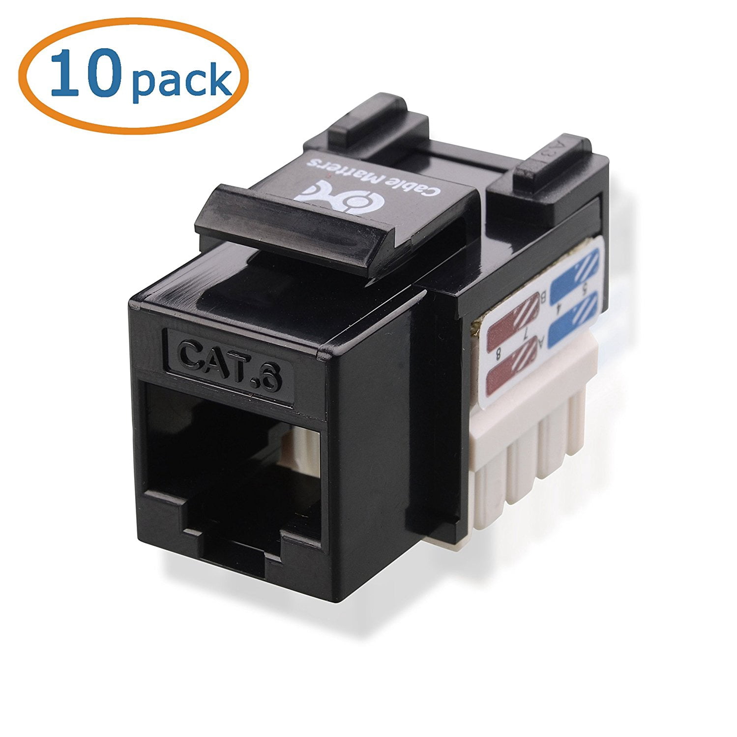Keystone Punch Down Jack CAT-6 RJ-45 - Black Ethernet Connector For Network Installations
