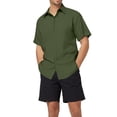 thumbnail image 2 of QHFBli Mens Short Sleeve Dress Shirts Solid Color Regular Fit Shirt Casual Button Down Business Shirts with Pocket, 2 of 7