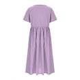 thumbnail image 6 of Taqqpue Girld Summer Dresses Loose Fit Casual Round Neck Solid Color Sundress Short Sleeve Maxi Dresses Flowy Long A-Line Beach Dress 5-15T, 6 of 7