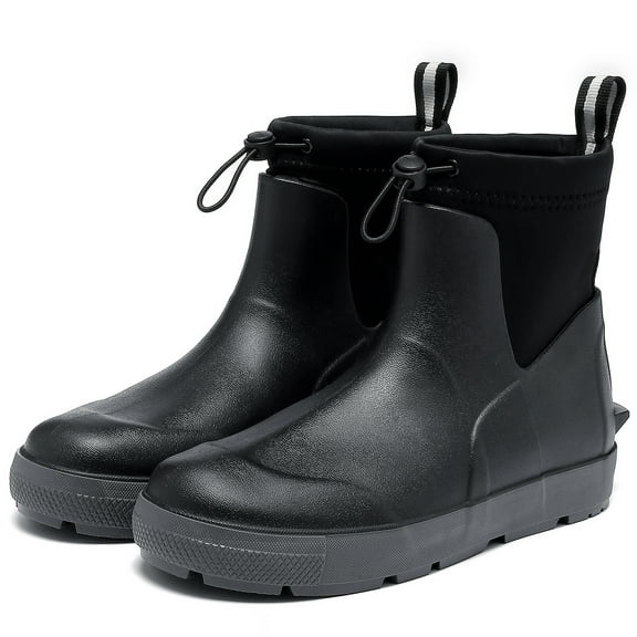 Deck Boots for Men's,Ankle Rubber Rain Boots Waterproof Anti-Slip Waterproof Shoes,Rubber Outdoor Fishing Boating Boots Water Work Shoes for Men