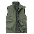 thumbnail image 3 of CharmCyan Men's Full Zip Lightweight Stand Collar Vest with Multiple Zippered Pockets for Layering and Everyday Casual Wear Army Green L, 3 of 4