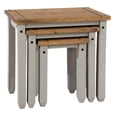 thumbnail image 3 of Bridge Brazil Wood Nest of 3 Tables Corona Collection | Furniture Dash Gray wash stain, tops in antique brown color stain, 3 of 5