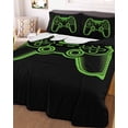 thumbnail image 3 of Quilts Twin Size, Green Game Controller Soft Comforter Bedding Set for Bed, Modern Art Gaming Handheld Black Lightweight Quilted Bedspread with Pillow Cover(2 Pieces) for All Season, 68x86 Inch, 3 of 6