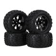 thumbnail image 1 of 4 X Black Plastic 7spoke Wheel Rim Gravel Pattern Rubber Tire, 1 of 3