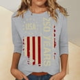 thumbnail image 2 of 4th of July Shirts for Women Plus Size Casual 3/4 Sleeve Red White and Blue Print Tshirts Crew Neck USA 250th Anniversary Celebration Party Pullover Independence Day Patriotic 1776-2026 Blouses, XL, 2 of 4