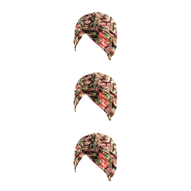Jumpingount Knot Turban Muslim Inner Hijab Hat Headwrap Caps Pleated Hair Headwear Accessories Bohemian Bonnet Beanie Spiral Fashion Type4 NO4