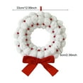 thumbnail image 5 of Dserfhy Plush Christmas Wreath White Fuzzy Pom Pom Ball Wreath with Red Bow And Berries for Home Window Fireplace Wall Door Holiday Decor, 5 of 7