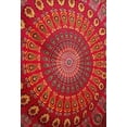 thumbnail image 4 of Bless International Indian hippie Bohemian Psychedelic Golden Blue Peacock Mandala Wall hanging Bedding Tapestry (Golden Red, Queen (84x90Inches)(215x230Cms)), 4 of 4