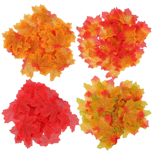 200pcs Artificial Maple Leaves Decors Plastic Party Decorative Supplies