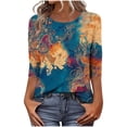 thumbnail image 2 of Aimik Women's Plus Size Top Summer Fashion Floral Print 3/4 Sleeve Crew Neck T-Shirt Loose Fitting Casual Pullover, 2 of 6