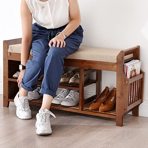 OAKHAM 39.4 Shoe Storage Bench for Entryway Shoe Rack Bench