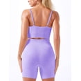 thumbnail image 2 of Conjunto de entrenamiento sin costuras para mujer Trajes de yoga de 2 piezas Pantalones cortos activos Sujetador deportivo sexy Adepaton LRWJ020-17, 2 of 3