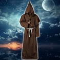thumbnail image 2 of Alaiyaky Monk Costume Adult Men Medieval Robe Priest Cloak Outfit Halloween Black Renaissance Vicar Uncle Fester with Hood Costume Cross Fancy Dress Cosplay Carnival, 2 of 7