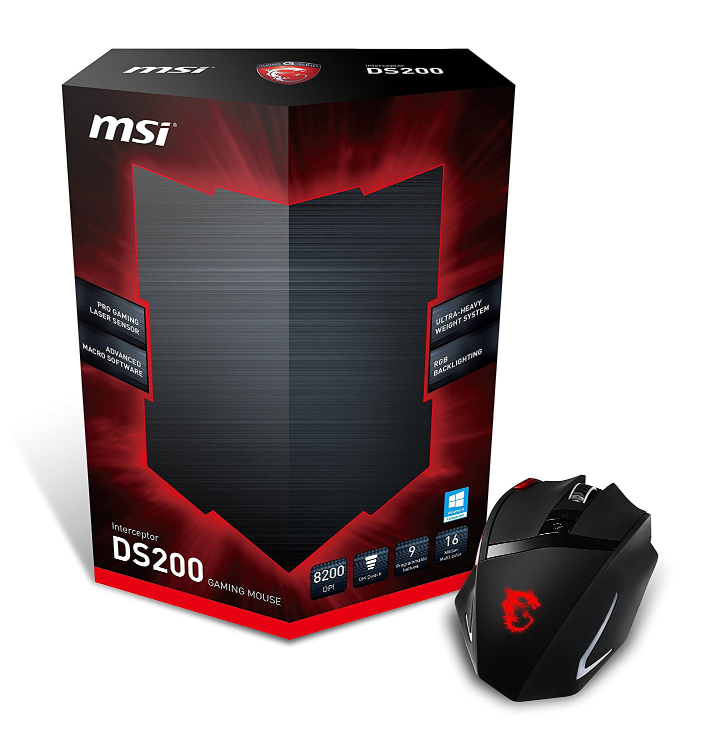 Brand New MSI Computer Interceptor DS200 Gaming USB Wired Mouse 