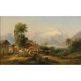 thumbnail image 2 of Emil Barbarini 18x12 Gold Ornate Wood Frame and Double Matted Museum Art Print Titled - At Zell Am See (1878), 2 of 4