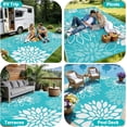 thumbnail image 4 of Enyhom Floral Waterproof Outdoor Rug 8'x10', Reversible Plastic Straw Patio Camping Rug for Camping Patio Picnic, Teal, 4 of 9