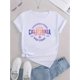 thumbnail image 2 of Women's Gradient Letter Print T-Shirt - Casual Crew Neck, Short Sleeve, Stretchy Polyester Blend, Machine Washable - Perfect for Summer & Everyday Fashion, 2 of 6