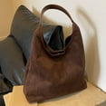 thumbnail image 4 of Latrodar Tote Bags For Women Work Bags Suede Slouchy Bag Handbag Office Tote Handbag Brown Suede Bag Tote Bag For Women Suede Shoulder Bag For Work Handle Br, 4 of 5
