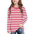 thumbnail image 2 of UQJfacai Girls Striped Long Sleeve T Shirts Kids Summer Oversized Tops Color Block Cute Casual Crewneck Tees 3-14 Years, 2 of 9
