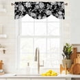 thumbnail image 3 of Black Rose Tie Up Valance Curtains for Windows, Kitchen Curtains Window Treatments, Vintage Pastoral Botanical Floral Leaves Vines Short Window Shades Valances for Bedroom Bathroom Cafe 54"x18", 3 of 8