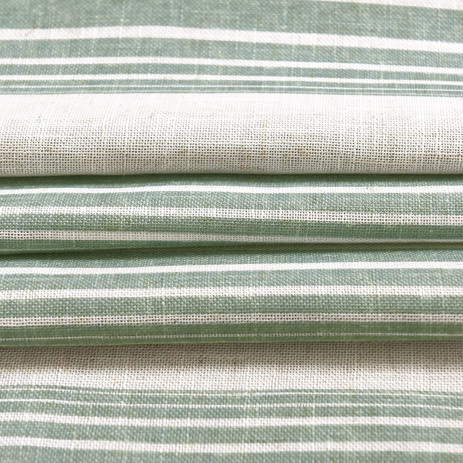 DriftAway  Chris Vertical Striped Pattern Linen Textured Blackout Window Curtain Valance Green 52" width x 18 " length