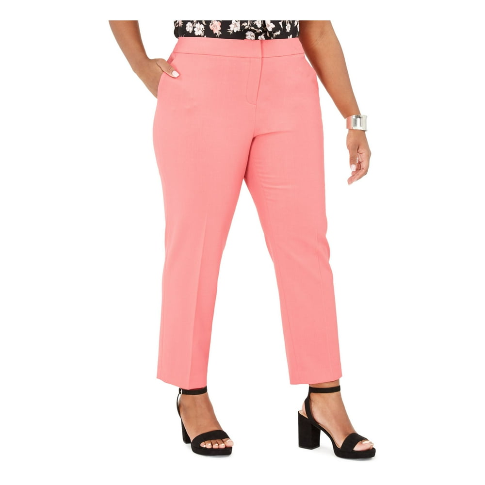 Bar III - BAR III Womens Pink Zippered Straight leg Pants Size 22W ...