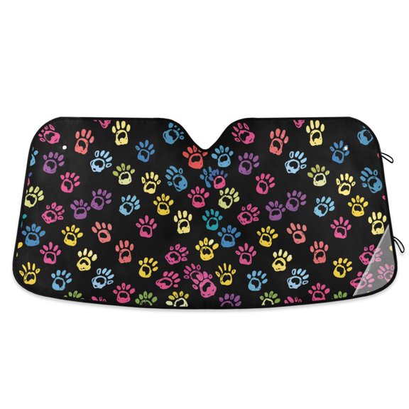 Colorful Paw Car Windshield Sun Shade Foldable Car Front Window Visor Heat and UV Protection 53x23.5