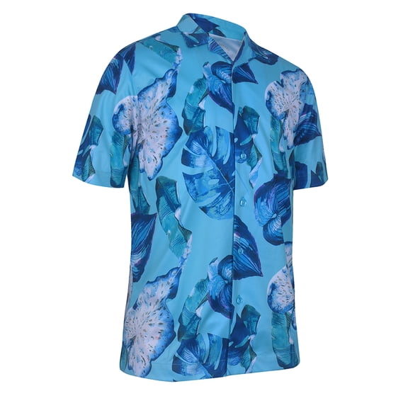 Monterey Club Men's Tropical Plants Printed Camp Casual Golf Polo Shirt #3507