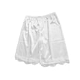 thumbnail image 4 of KKBOTIVE Women Culotte Half Satin Pettipants Under Dresses Lace Trim Pants Elastic Waist Liner Shorts, White Size: L, 4 of 4