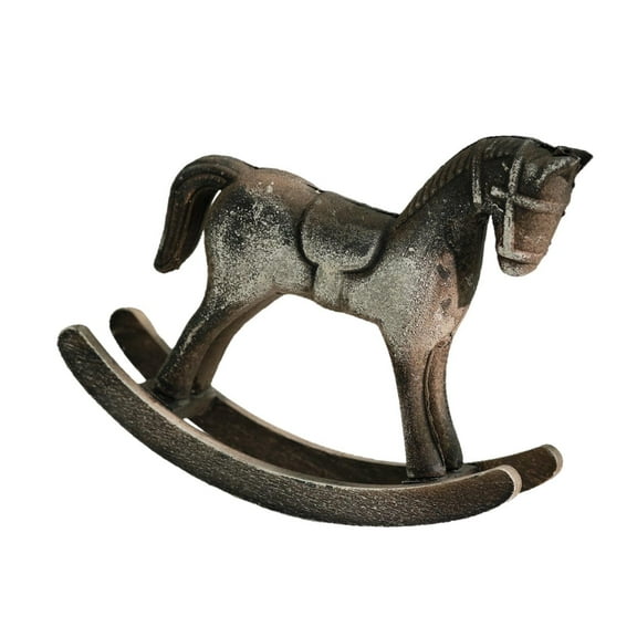 Kuntesetty Rocking Horse Artistic Wood Sculpture for Cabinet Table Centerpiece Tabletop Black
