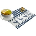 thumbnail image 2 of Cotton Linen Placemat Rectangle Placemats Set of 6, Farmhouse Rooster Blue Buffalo Plaid Non-Slip Table Mats for Dining Table,12x18 Inch Heat Insulation Place Mats for Kitchen, 2 of 6