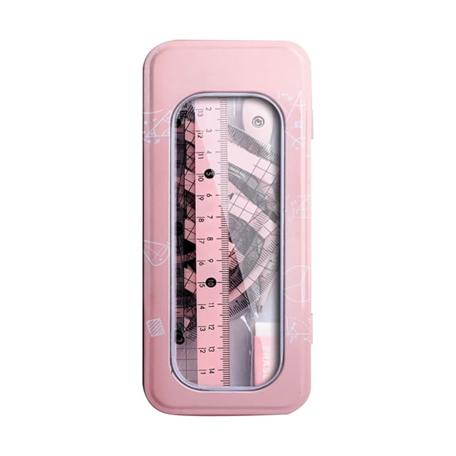 School Supplies Office Desk Accessories Office Suppliesanti Strain Geometry and Ruler Set High Contrast Math Drawing Kit with Metal Case Friendly Stationery for Students