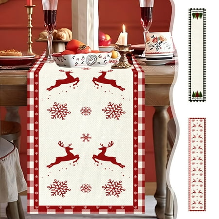 

Clearance! Caoblia Christmas Table Runner 13x72 Table Runner Winter Xmas Holiday Kitchen Table Decor for Christmas Dinner Table Party Decor Supplies Christmas Decorations (2Pcs)