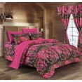 thumbnail image 1 of The Woods High Viz Pink Camouflage Twin 5pc Premium Luxury Comforter, Sheet, Pillowcases, and Bed Skirt Set by Regal Comfort Camo Bedding Set For Hunters Cabin or Rustic Lodge Teens Boys and Girls, 1 of 1