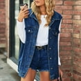 thumbnail image 2 of ShomPort Women's Denim Vest Oversized Sleeveless Button Down Denim Jacket with Multipocket Outerwear, 2 of 7