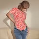 thumbnail image 3 of Fotbe Red Pretty Flowers Body de Mujer con Cuello Redondo y Mangas Cortas, Sin Mangas Ajustado, Suave, Cómodo y Básico-Large, 3 of 7