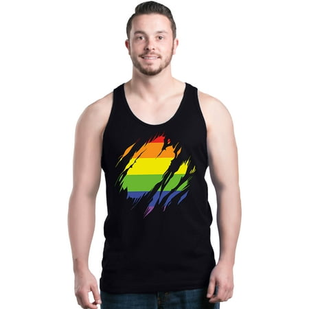- Shop4Ever Men's Ripped Rainbow Flag LGBTQ Gay Pride Graphic Tank Top