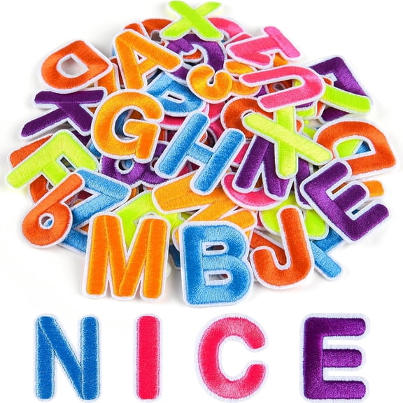 RAGUPEL 36Pcs Iron on Letters and Numbers Patches 10 Color Options 1.3" Alphabet Embroidered Patch A-Z,Numbers0-9 Patches Alphabet Cloth Patch for Clothes,Socks,Jeans,Hat,Diy Accessories(Colorful)