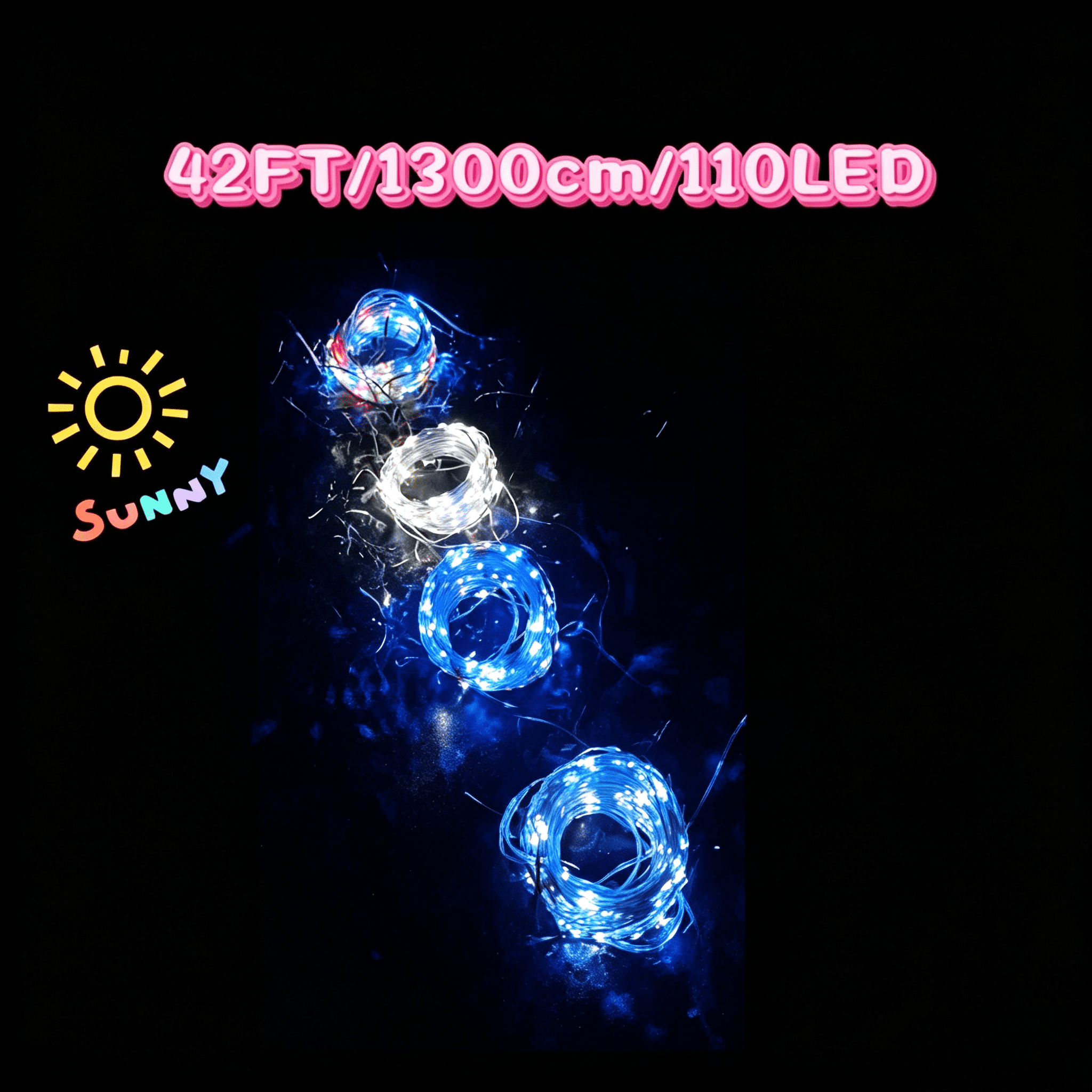 4 Packs Blue Solar Fairy Lights, Each Pack Contains 110 Led Solar String Lights, Ip65 Waterproof Copper Wire, 8 Modes Of Solar Fairy Lights, For Garden, Courtyard, Tree, Wedding, Christmas