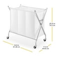 thumbnail image 6 of Whitmor 3-Section Rolling Laundry Sorter, Metal Frame with Fabric Laundry Bag, Silver/White, 6 of 9