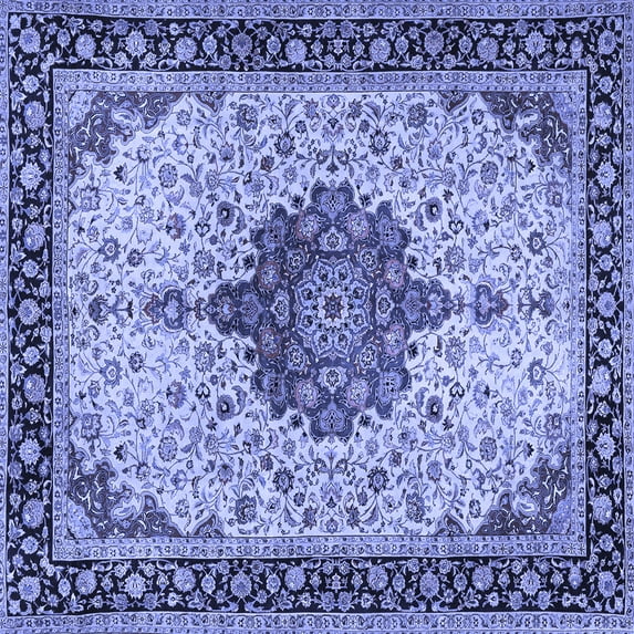 Ahgly Company Indoor Square Medallion Blue Traditional Area Rugs, 4' Square