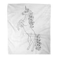 thumbnail image 1 of JSDART Flannel Throw Blanket Black Outline Rearing Unicorn on Side View Curve Lines Page of Coloring Book Beautiful 50x60 Inch Lightweight Cozy Plush Fluffy Warm Fuzzy Soft, 1 of 2
