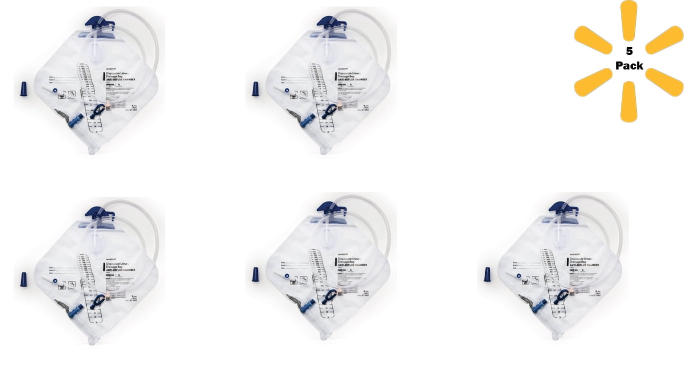 Mckesson Urinary Drain Bag AntiReflux Valve Sterile 2000 mL Vinyl, 5