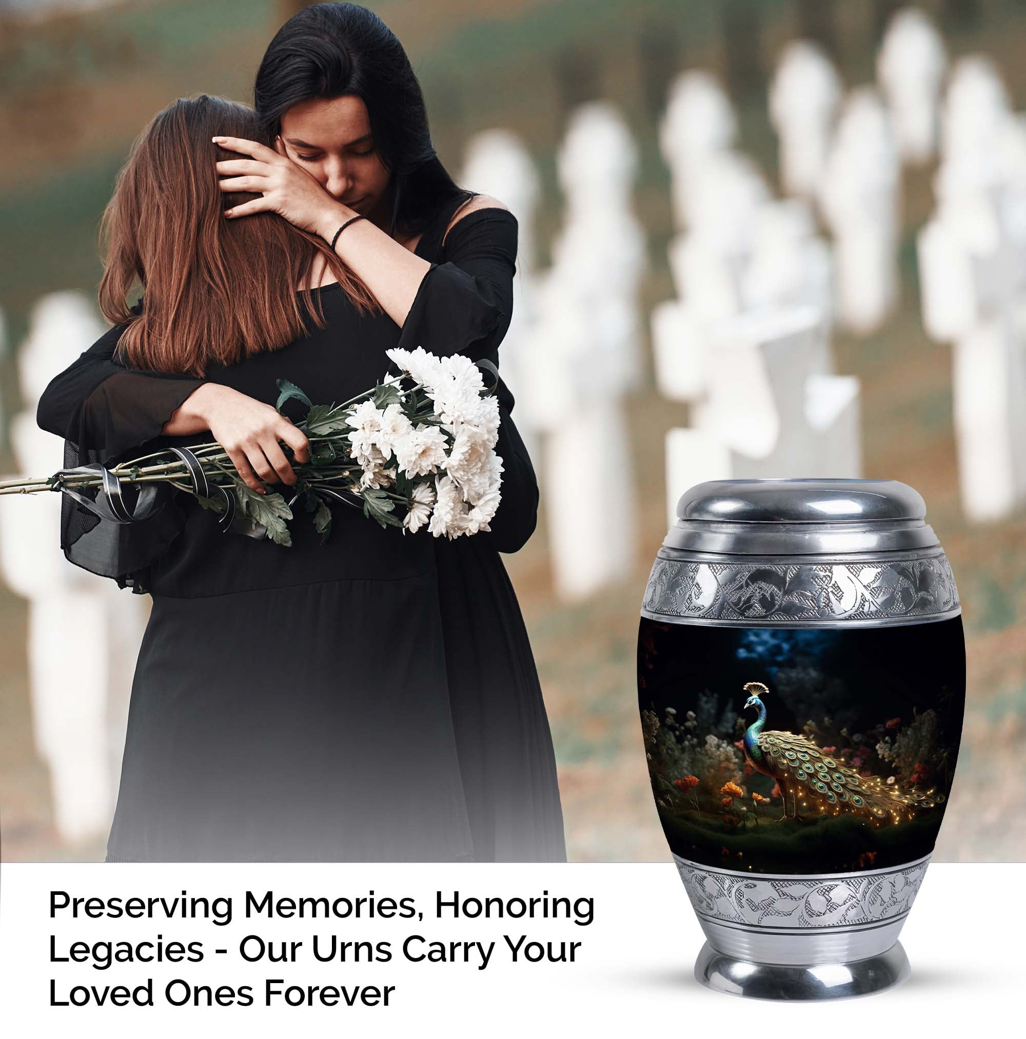 Small Golden Peacock In Blooming Keepsake Urns For Human Ashes - Urns For Adults Men & Womem - Urn For Human Ashes Adult - Unique Small Ash Urns For Human Remains (Size - 3inch, 1pcs)