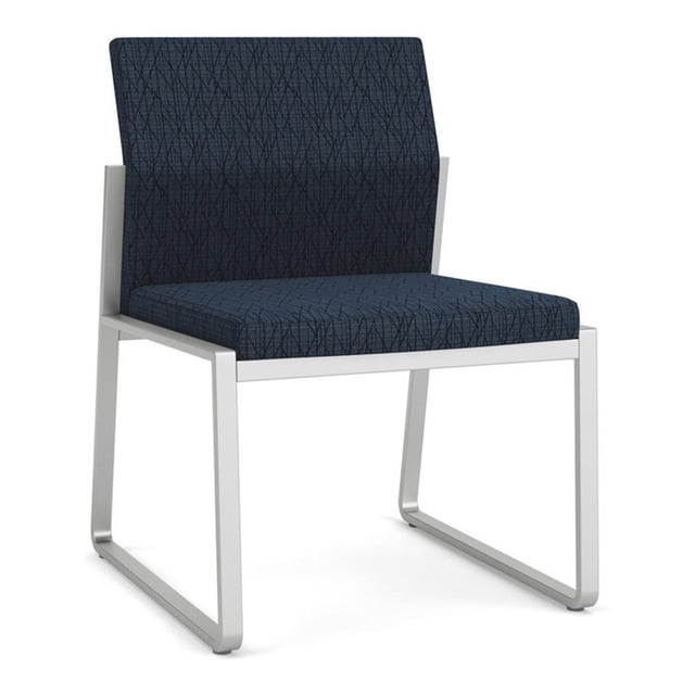 Fauteuil d'Appoint Sans Accoudoirs pour Réception et Salle d'Attente Gansett / Acier Argenté / Bleu