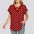 thumbnail image 6 of Aimik Women's Casual Random Polka-Dot Print T-Shirt with V-Neck and Short Sleeve Cross-Neckline Summer Summer Top, 6 of 6