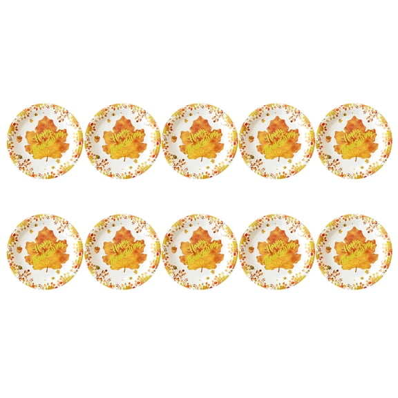 Bwiyojiz Christmas Decorations Home Decoration Count 10pcs Paper Thanksgiving Halloween 7"Turkey Maple Leaf Letters Disposable Plates for Dinner Parties Portable and Excellent Material, Multicolor