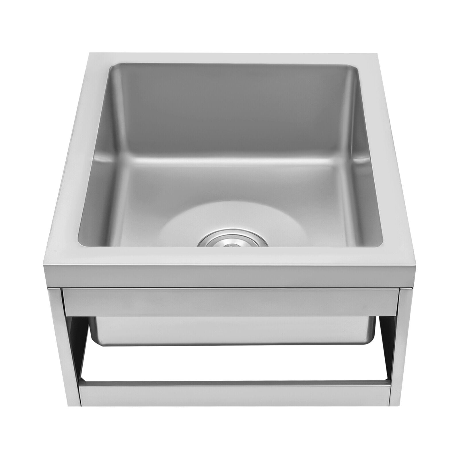 Single Bowl Commercial Sink, Restaurant Kitchen Sink Silver 304 Stainless Steel Free Standing Utility Sink