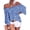 Blue, variant on Women's Summer Off Shoulder Blouse Floral Print Sleeve Casual Chiffon Top Shirt