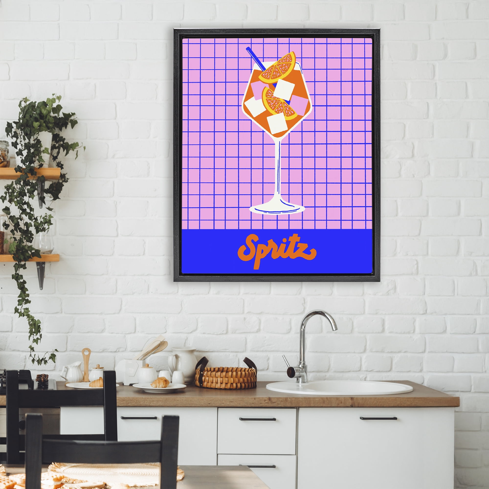 Stupell Industries Colorful Summer Spritz Drink Black Framed Floater Canvas Wall Art, design by Indira Prieto | IndySign